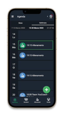 Agenda del calciatore su YouCoachApp