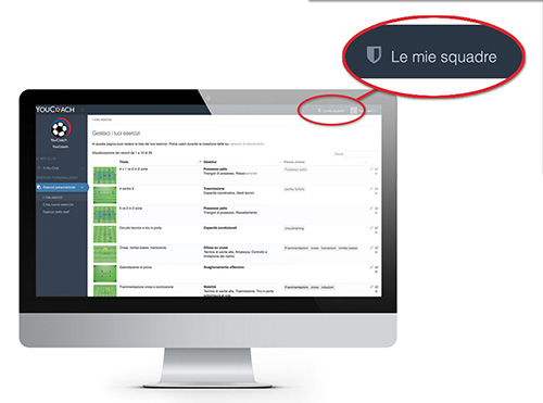 Creazione Esercizi personalizzati youcoachapp tua squadra
